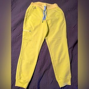 Lemon Lime Bright High Waisted FIGS Small Petite Joggers